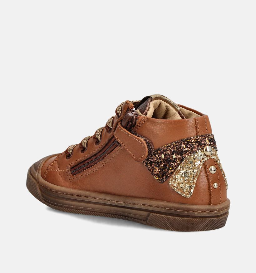 STONES and BONES Myra Cognac Hoge Sneakers voor meisjes (362003) - geschikt voor steunzolen