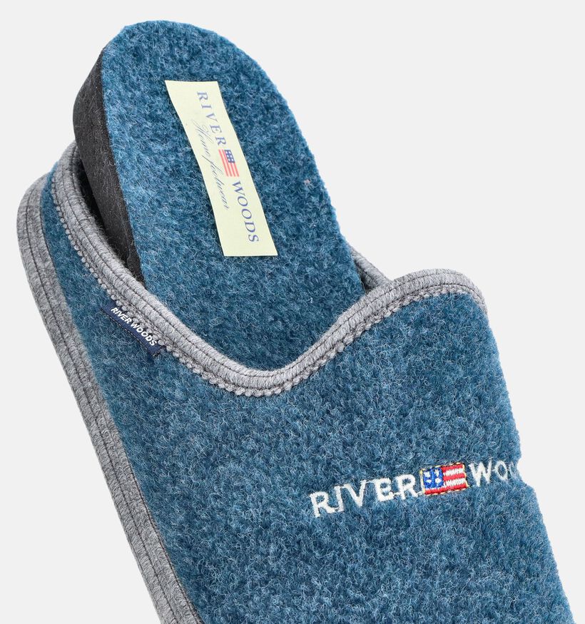 River Woods Harald Pantoufles en Bleu/Gris pour hommes (381209) - pour semelles orthop&eacute;diques