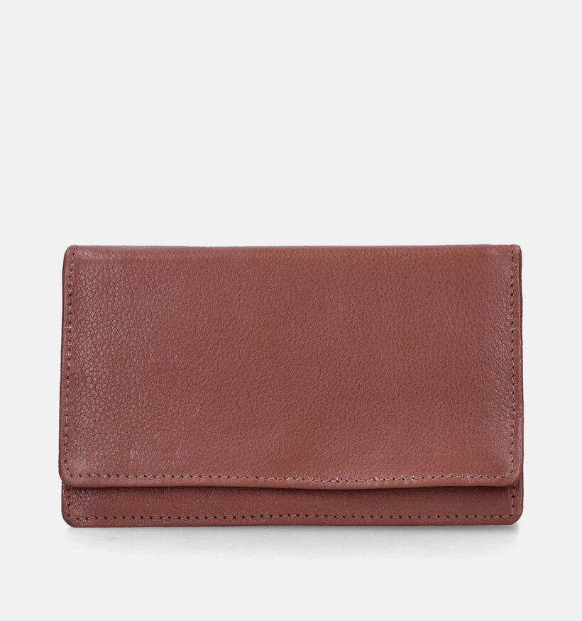 Euro-Leather Porte-monnaies zippé en Cognac pour femmes (365194)