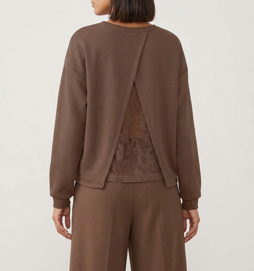 Vero Moda Locca Bruine Sweater met Kanten Rugdetail voor dames (377619)