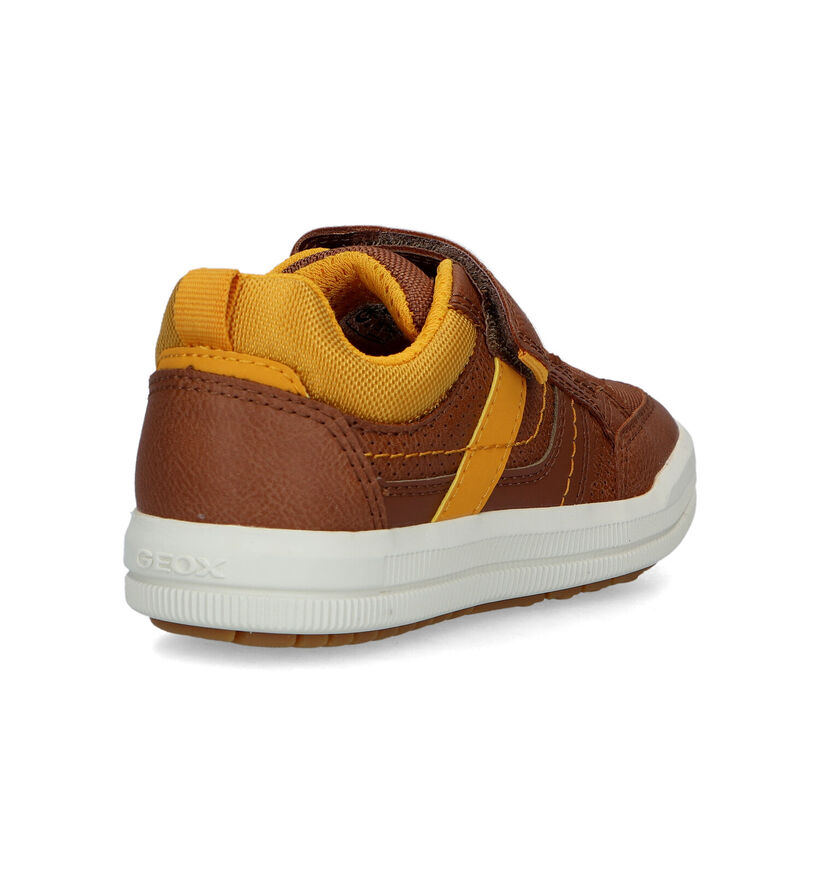 Geox Arzach Baskets en Cognac pour garçons (320620) - pour semelles orthopédiques