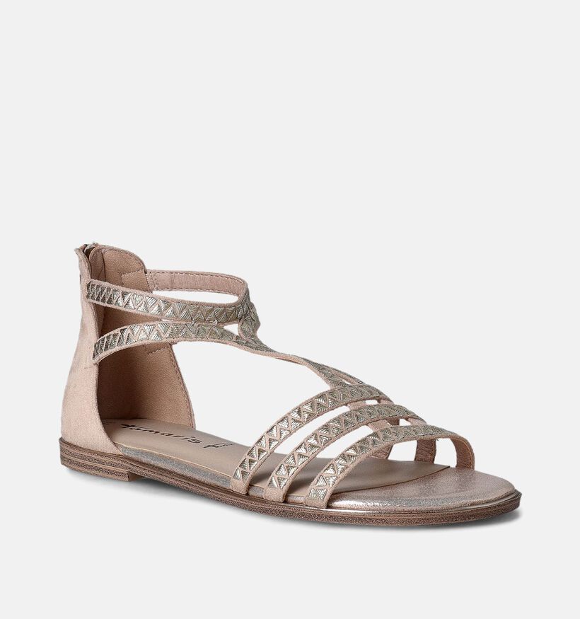 Tamaris Sandales tressé avec talon fermé en Beige pour femmes (354359)