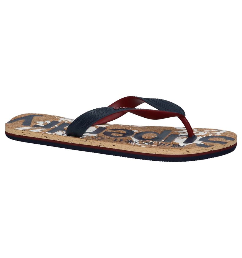 Blauwe Superdry Printed Cork Flip Flop Teenslippers in kunststof (213024)