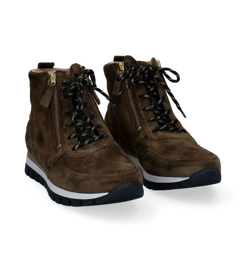 Gabor OptiFit Baskets hautes en Vert Kaki en daim (297233)
