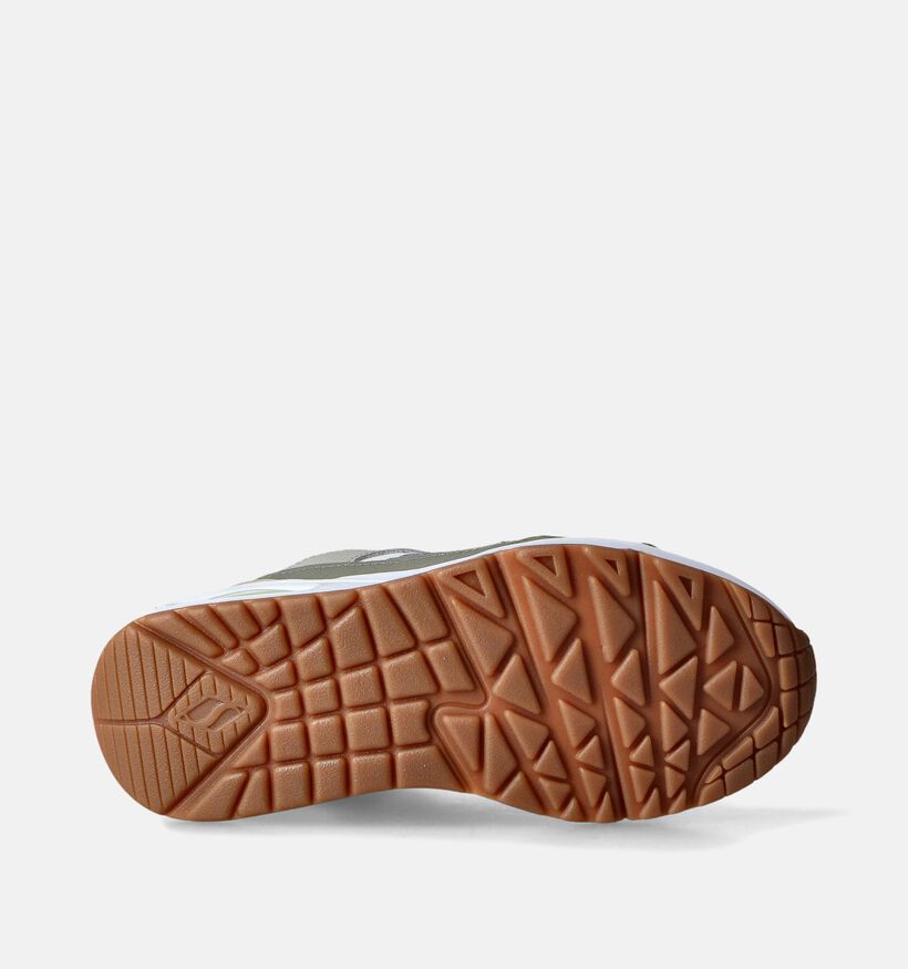 Skechers Uno Retro Groove Baskets en Vert Khaki pour filles, garçons (352328)