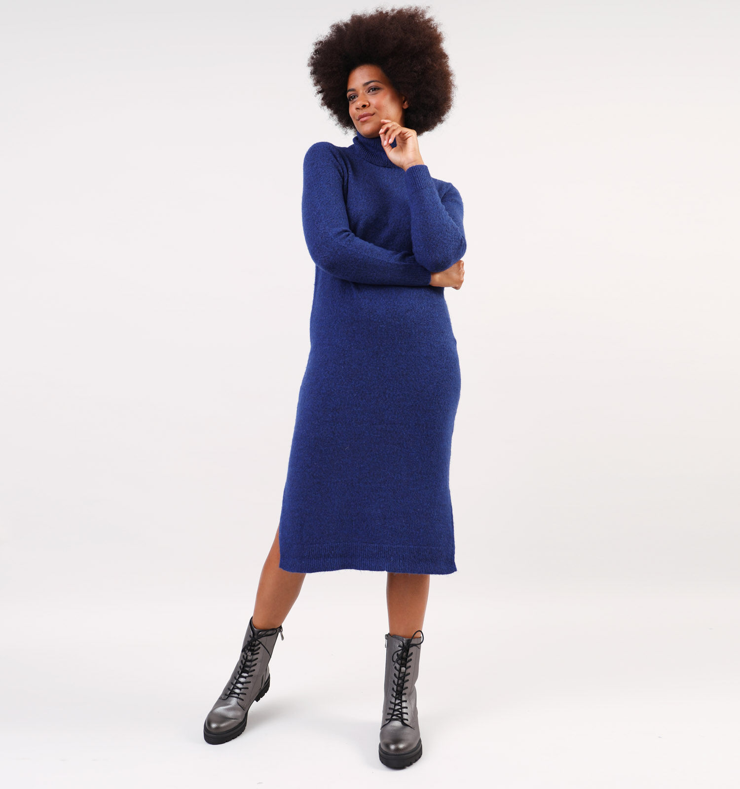 Pieces Juliana Blauwe Lange Trui jurk Dames Kleedjes Online op TORFS.BE