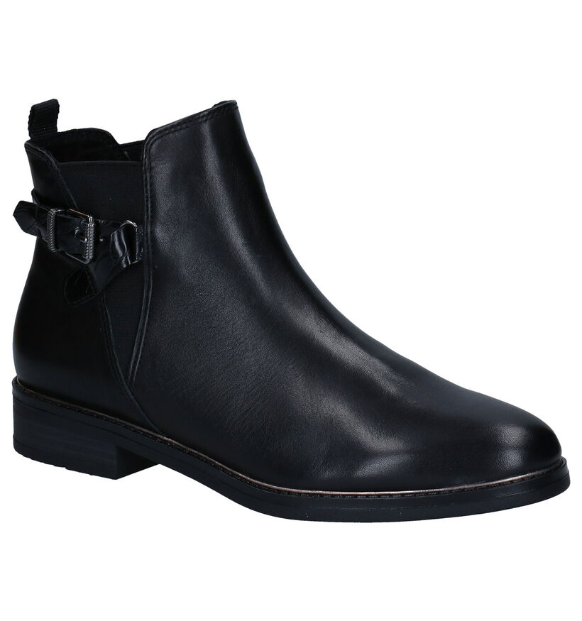 Marco Tozzi Bottines plates en Noir en cuir (280489)