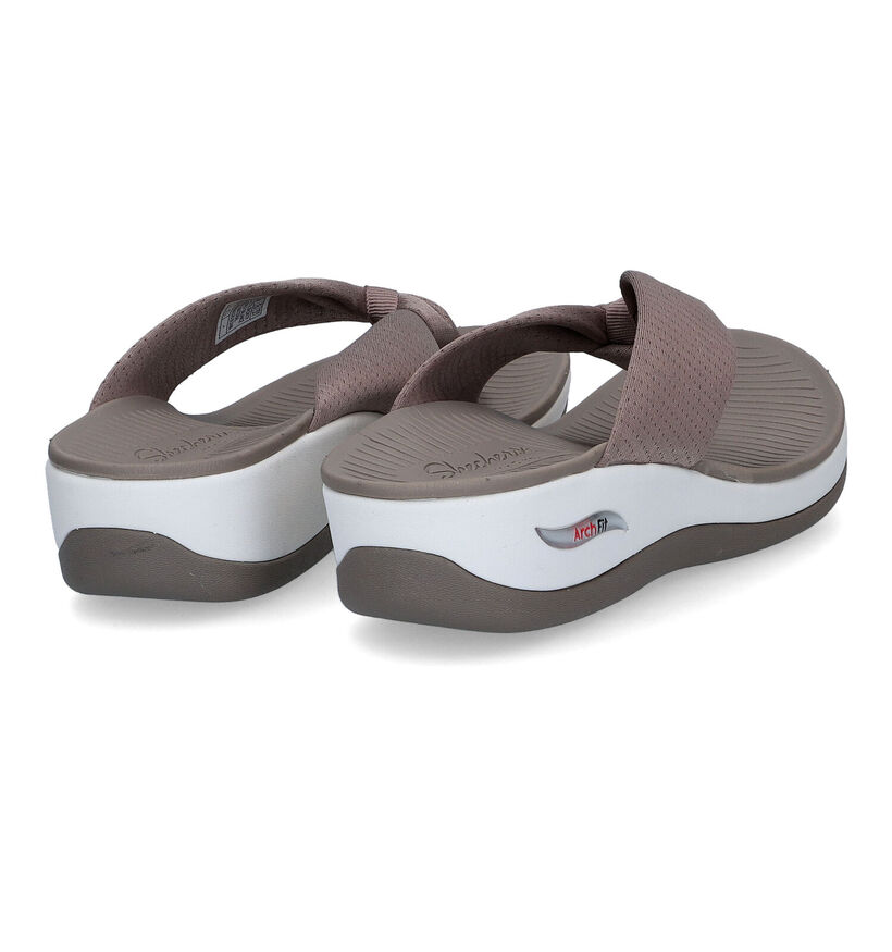 Skechers Arch Fit Sunshine My Life Taupe Teenslippers in stof (305684)