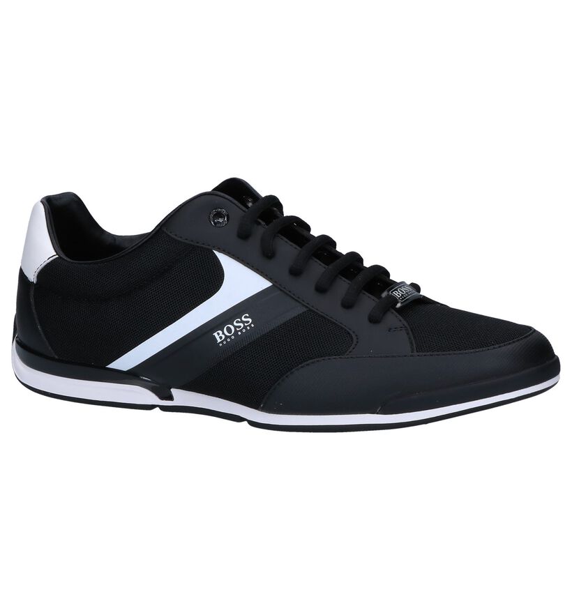 Blauwe Hugo Boss Saturn Low Veterschoenen in stof (251597)