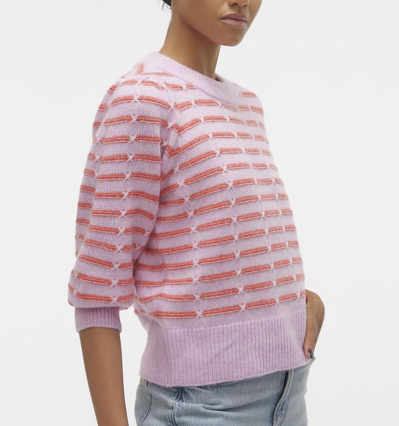 Vero Moda Leonor Pull rayé en Rose pour femmes (335324)