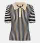 JDY Nola Beige/Zwarte Gestreepte Polo T-shirt voor dames (359935)