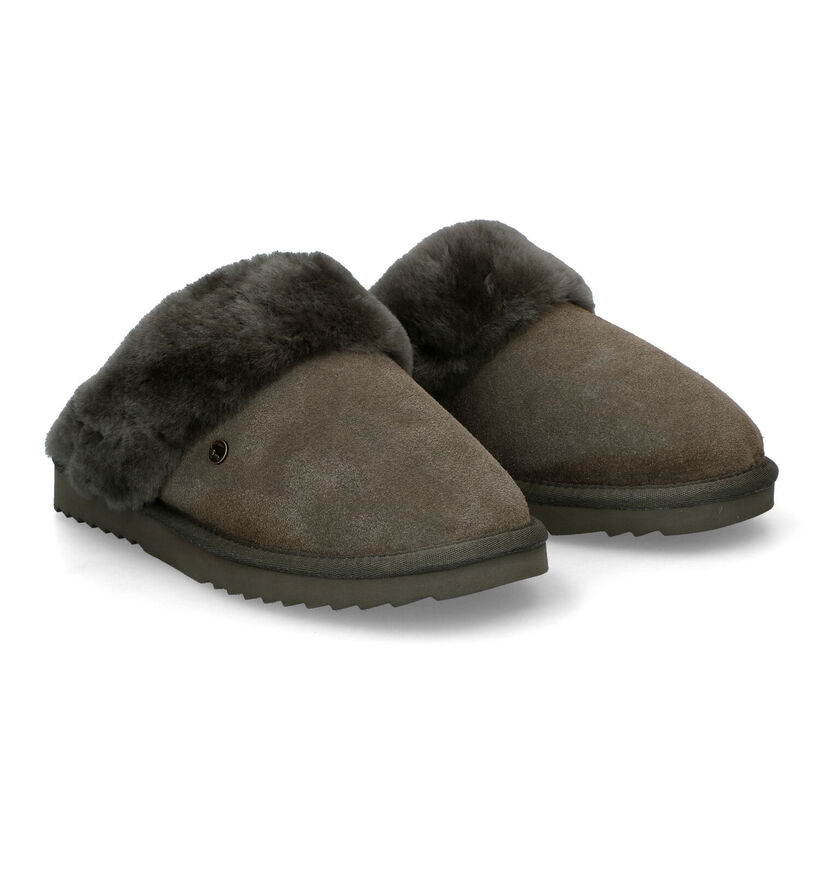 Warmbat Flurry Cognac Wollen Pantoffels voor dames (329908)