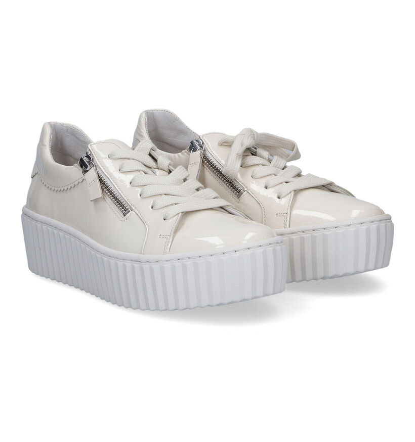 Gabor Best Fitting Ecru Veterschoenen in lak (315308)