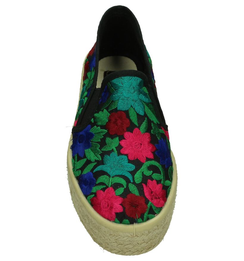 Humat Gema Cang Zwarte Espadrilles met Bloemenprint in stof (195147)