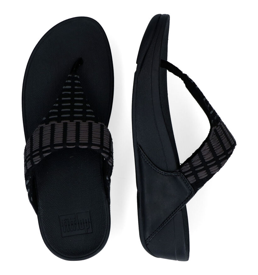 FitFlop Lulu Art Denim Tongs en Noir en textile (304862)