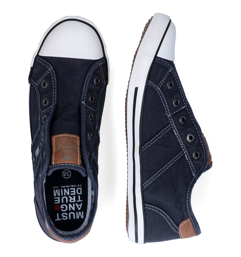 Mustang Slip-ons en Bleu foncé en textile (303683)