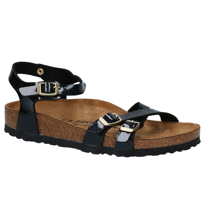 Birkenstock Sandales plates en Noir en synthétique (242505)