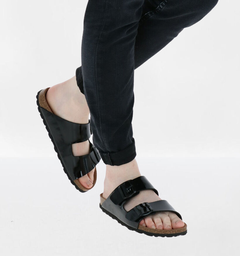Big Leaf Zwarte Slippers in kunstleer (292367)