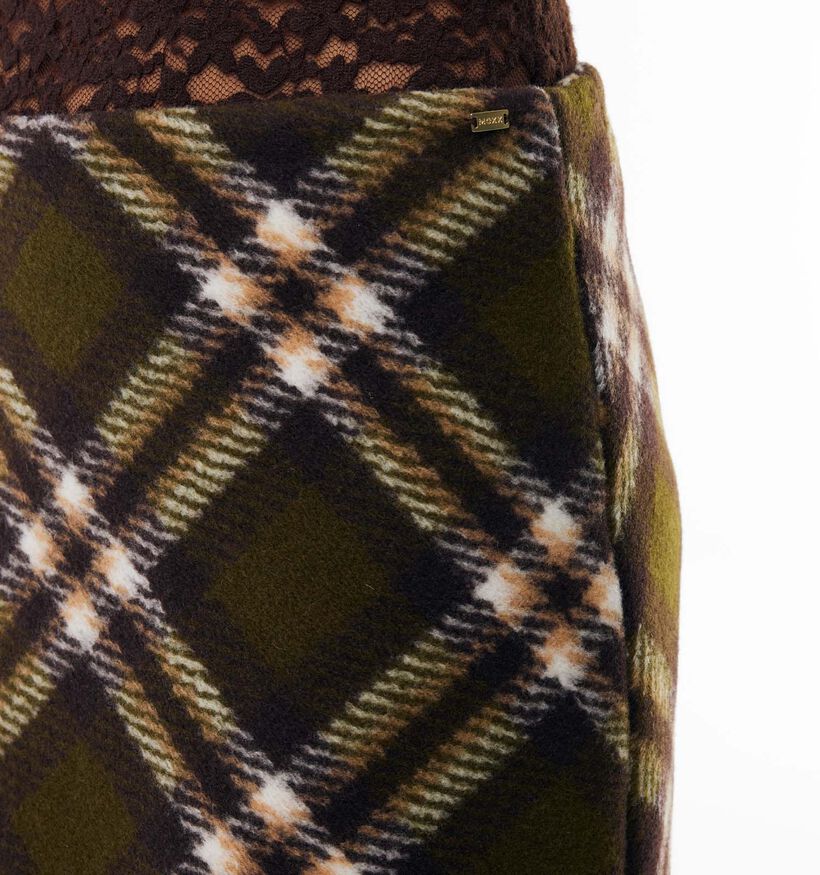 Mexx Check Skirt Donkergroene Midi-Rok voor dames (380221)