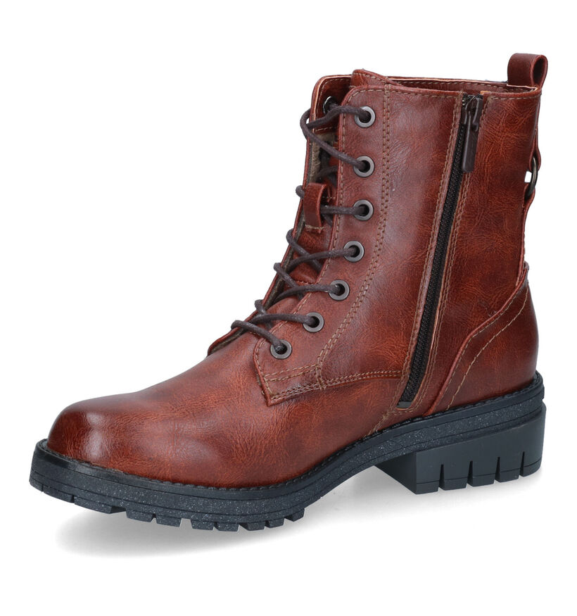 Mustang Boots à lacets en Cognac en simili cuir (313810)