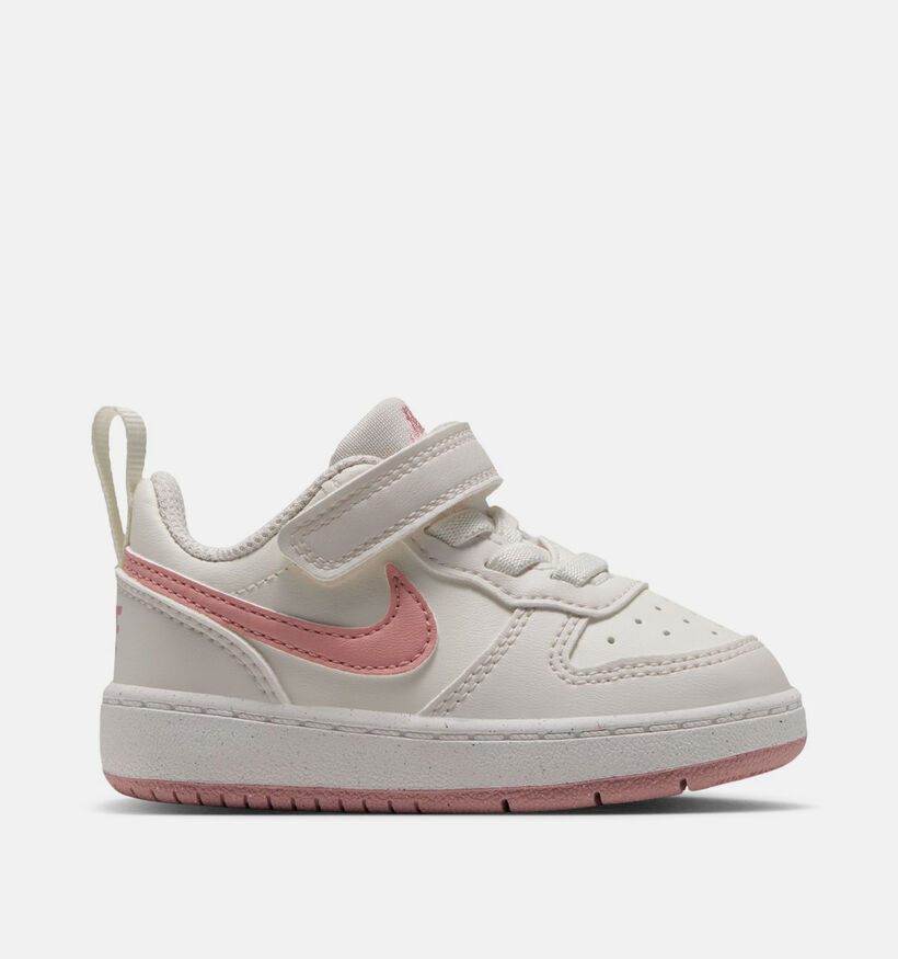 Nike Court Borough Low Baskets en Ecru/Rose pour filles (381058)
