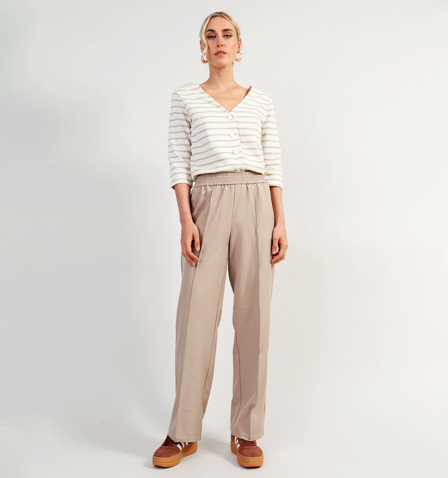 Vila Winnie Beige Wijde broek Dames Broeken Online op TORFS.BE