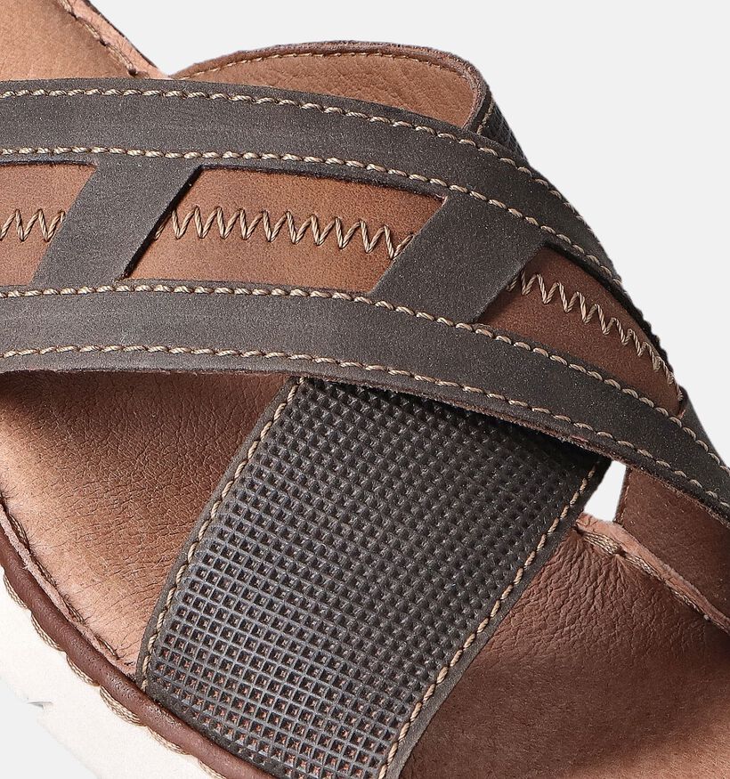 Rieker Nu-pieds casual en Brun foncé pour hommes (354827)