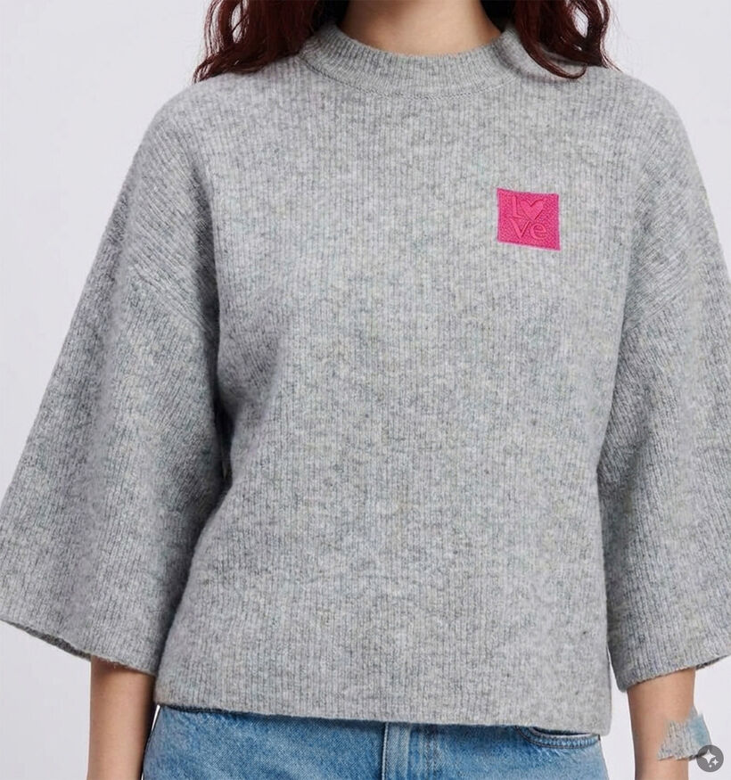 Pieces Niko Love Lichtgrijze Trui met Patch voor dames (378377)