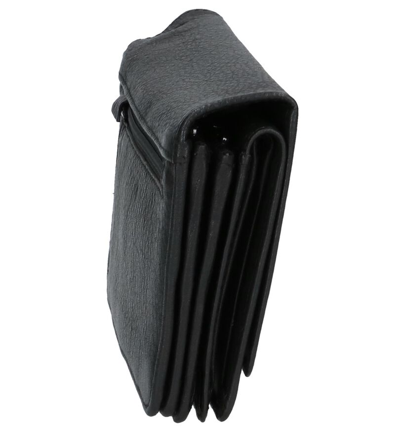 Euro-Leather Zwarte Overslagportemonnee in leer (310399)