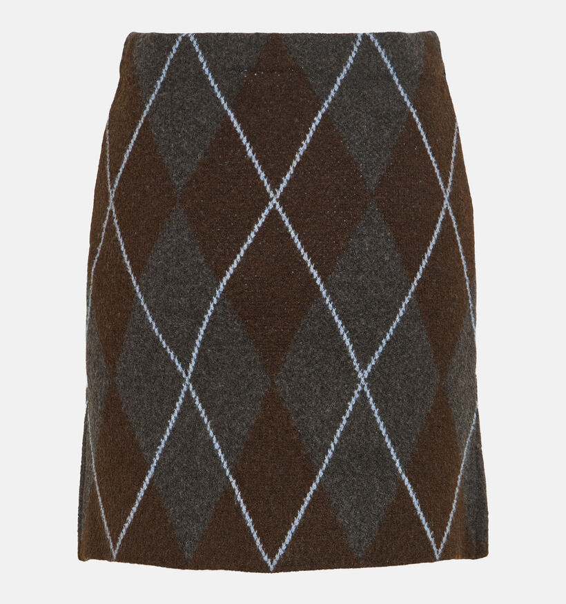 Vila Argyle Knit Donkergrijze/Bruine Rok voor dames (379739)