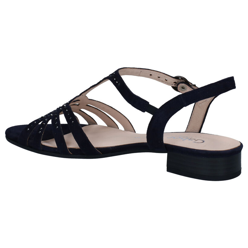 Comfort Sandales plates en Bleu fonc&eacute; en daim (288042)