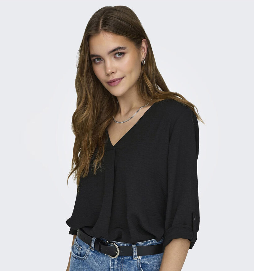JDY Divya Life Zwarte Blouse met Halflange Mouwen JDY Divya Life Zwarte Blouse met Halflange Mouwen voor dames (359926)