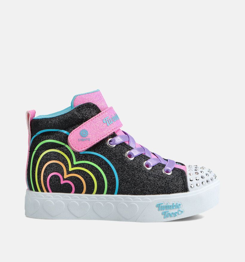 Skechers Heart Steps Glow Zwarte Hoge Sneakers voor meisjes (366304)