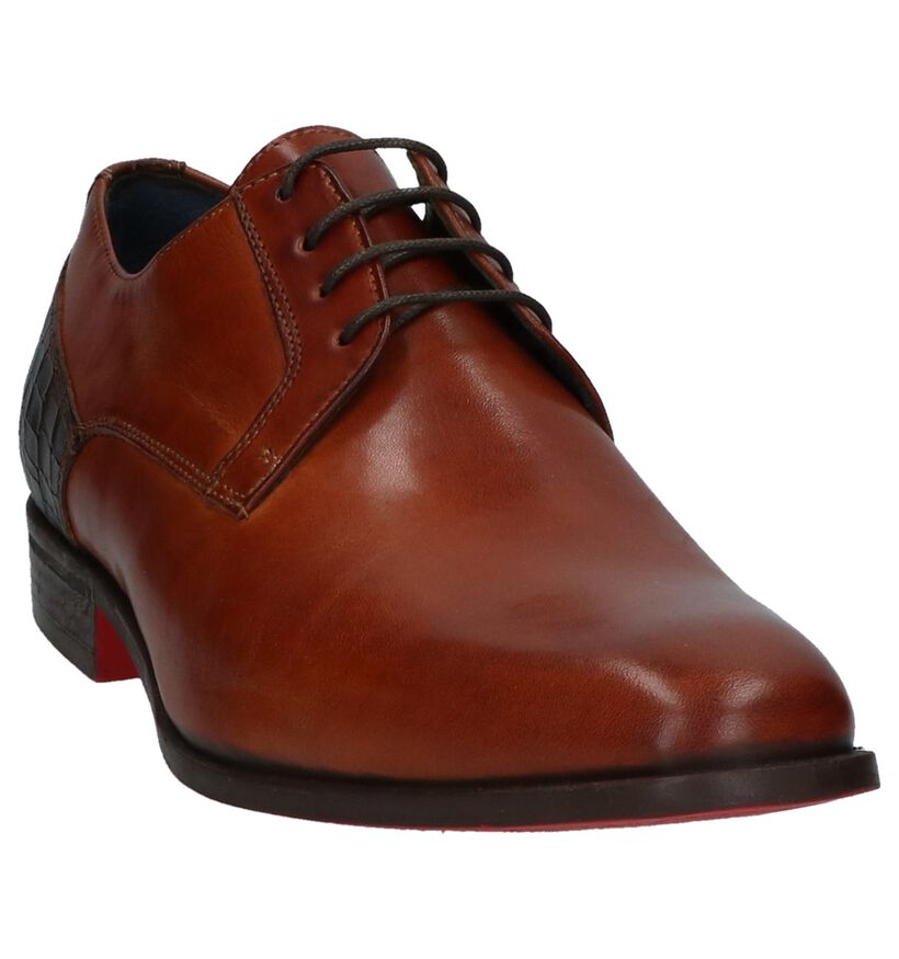 Via Borgo Cognac Veterschoenen in leer (279953)