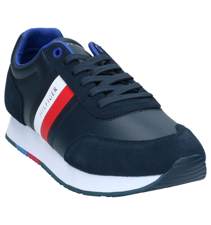 Tommy Hilfiger Corporate Leather Blauwe Sneakers in daim (264960)