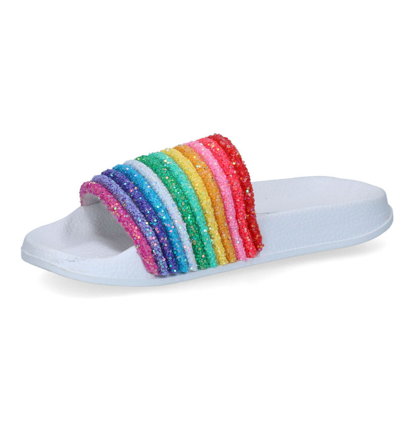 Identity Witte Regenboog Badslippers in stof (310798)