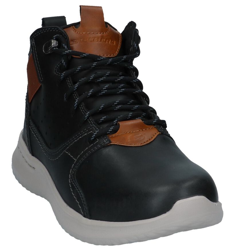 Skechers Memory Foam Chaussures hautes en Noir en simili cuir (224344)