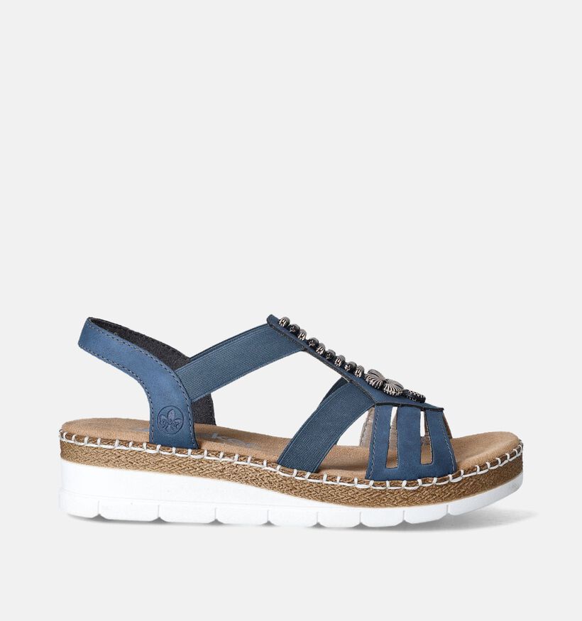 Rieker Sandales talon compensé en Bleu pour femmes (354929)