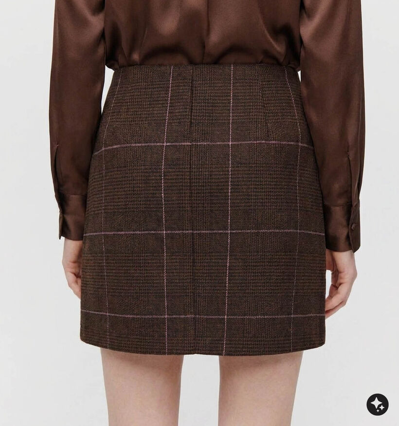 Pieces Amina Geruite Donkerbruine Mini-Rok voor dames (379323)
