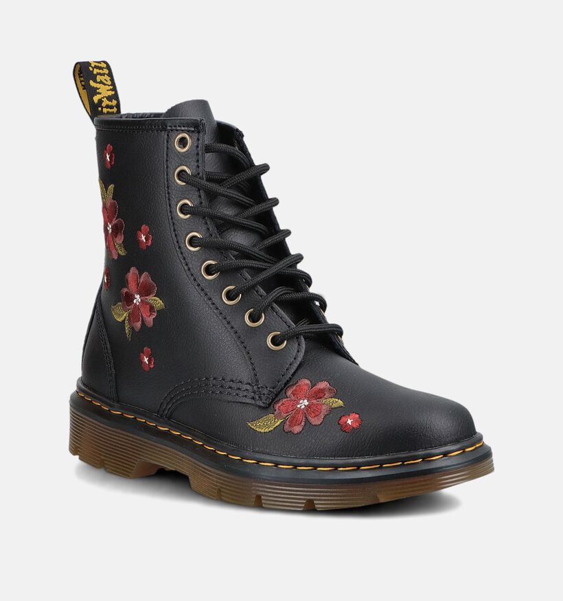 Dr. Martens Aprile Floral Zwarte Boots met Veters voor dames (375762) - geschikt voor steunzolen