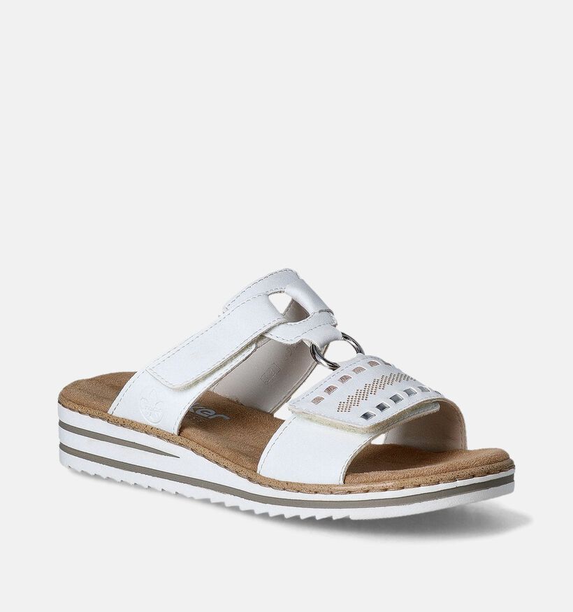 Rieker Witte Slippers met sleehak voor dames (354923)