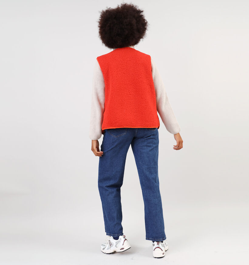 Dolce C. Veste duveteuse courte sans manches en Orange pour femmes (350617)