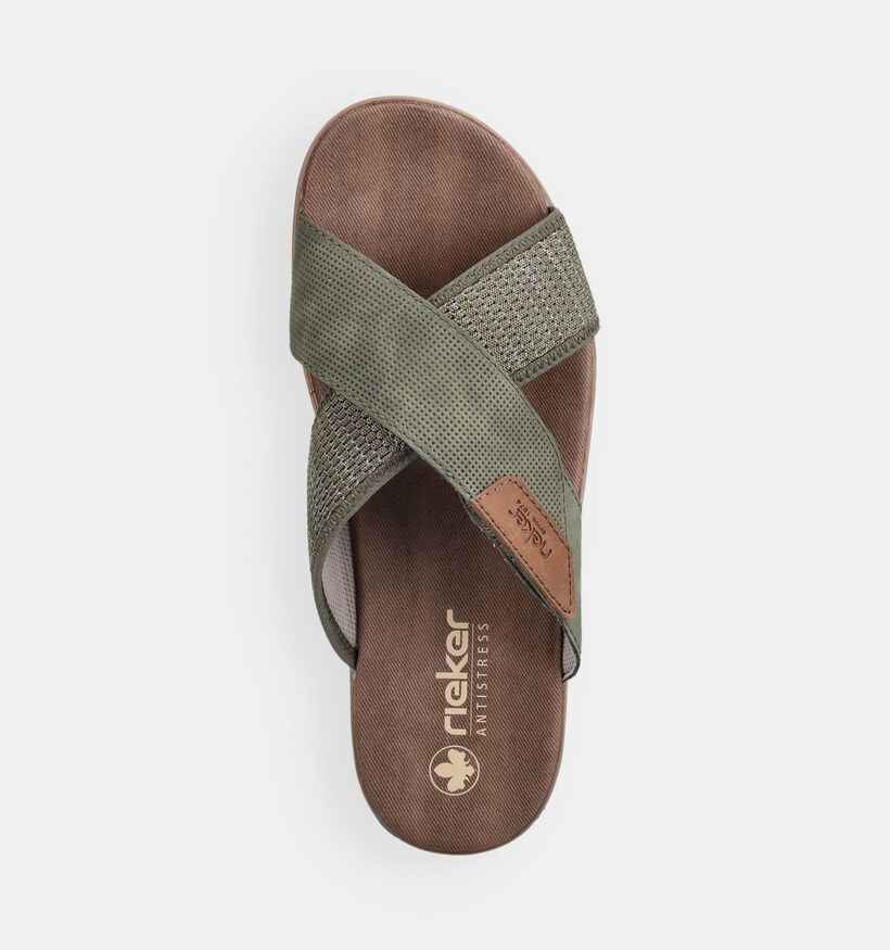 Rieker Nu-pieds casual en Vert kaki pour hommes (370519)