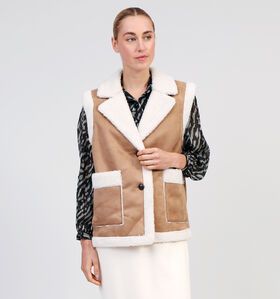 Vero Moda Sherling Veste courte sans manches en Brun pour femmes (346159)