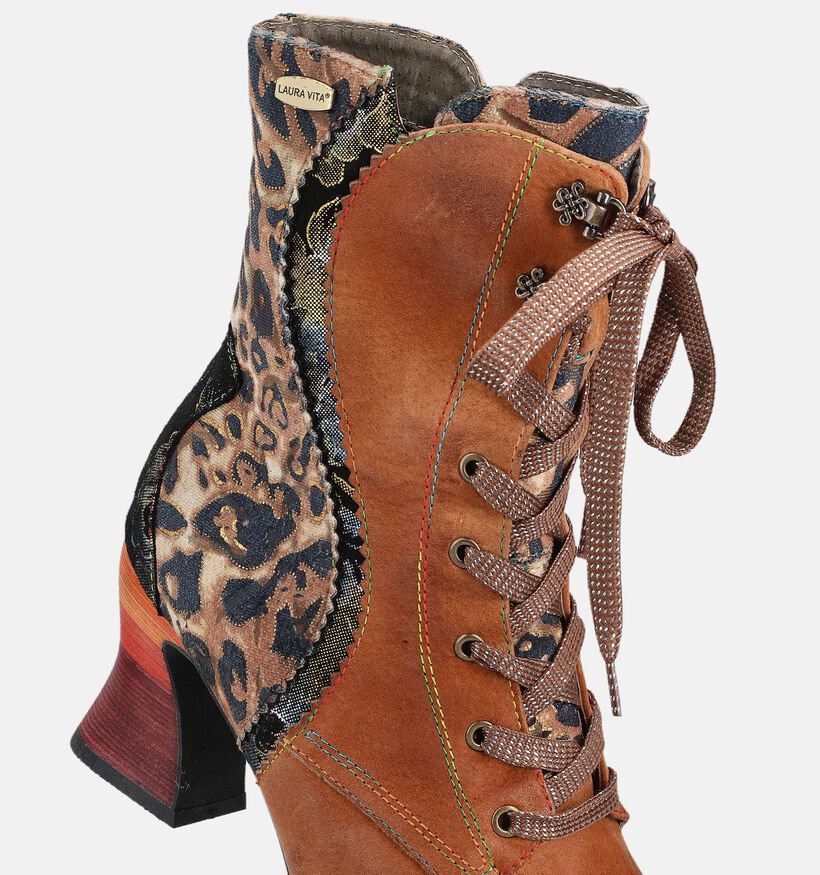 Laura Vita Boots à lacets en Camel pour femmes (364966)