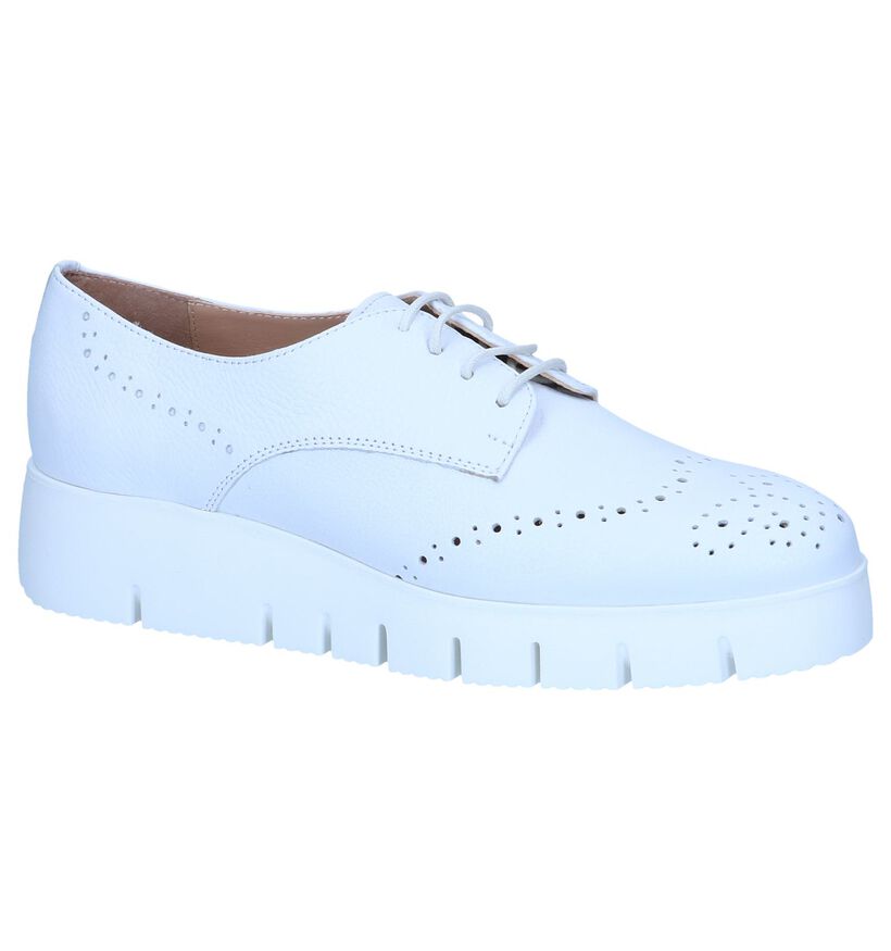 Witte Veterschoenen Unisa Felcia in leer (249254)