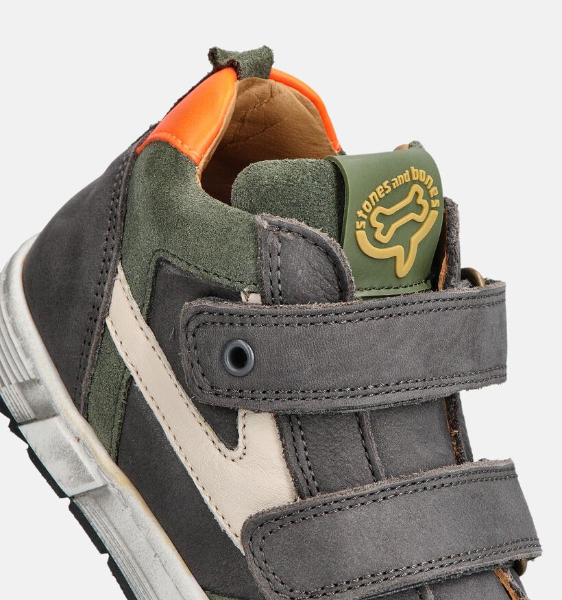 Stones and Bones Donkergrijze/Groene Sneakers voor jongens (361987) - geschikt voor steunzolen