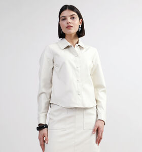 Vila Elie Chemise aspect cuir en Écru pour femmes (338509)