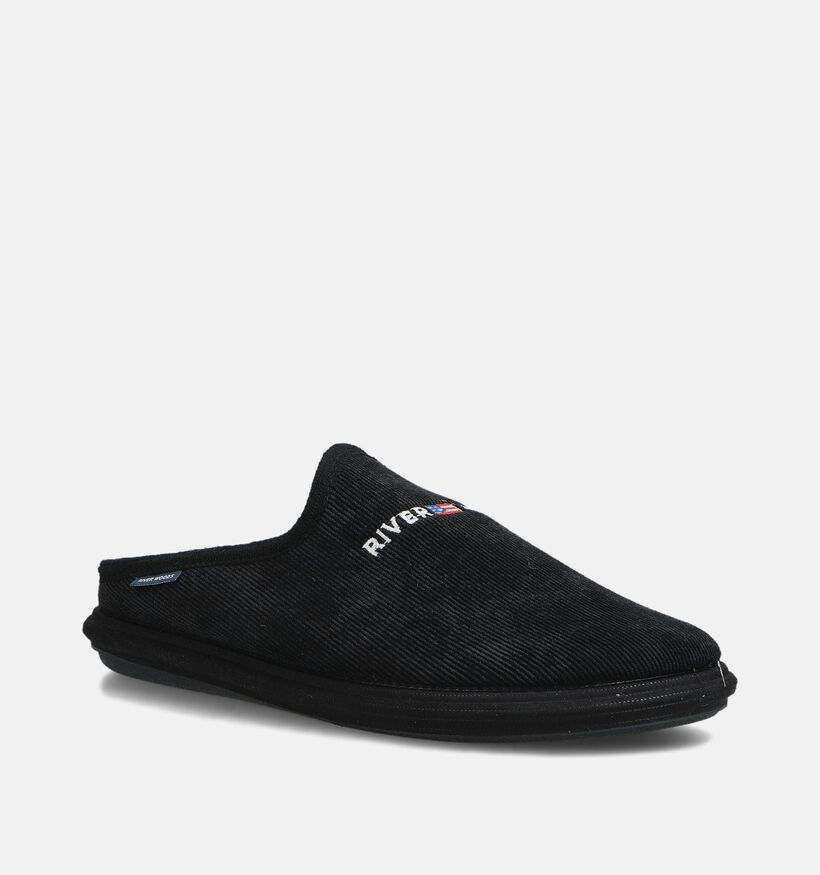 River Woods Hendrik Zwarte Pantoffels voor heren (381211) - geschikt voor steunzolen