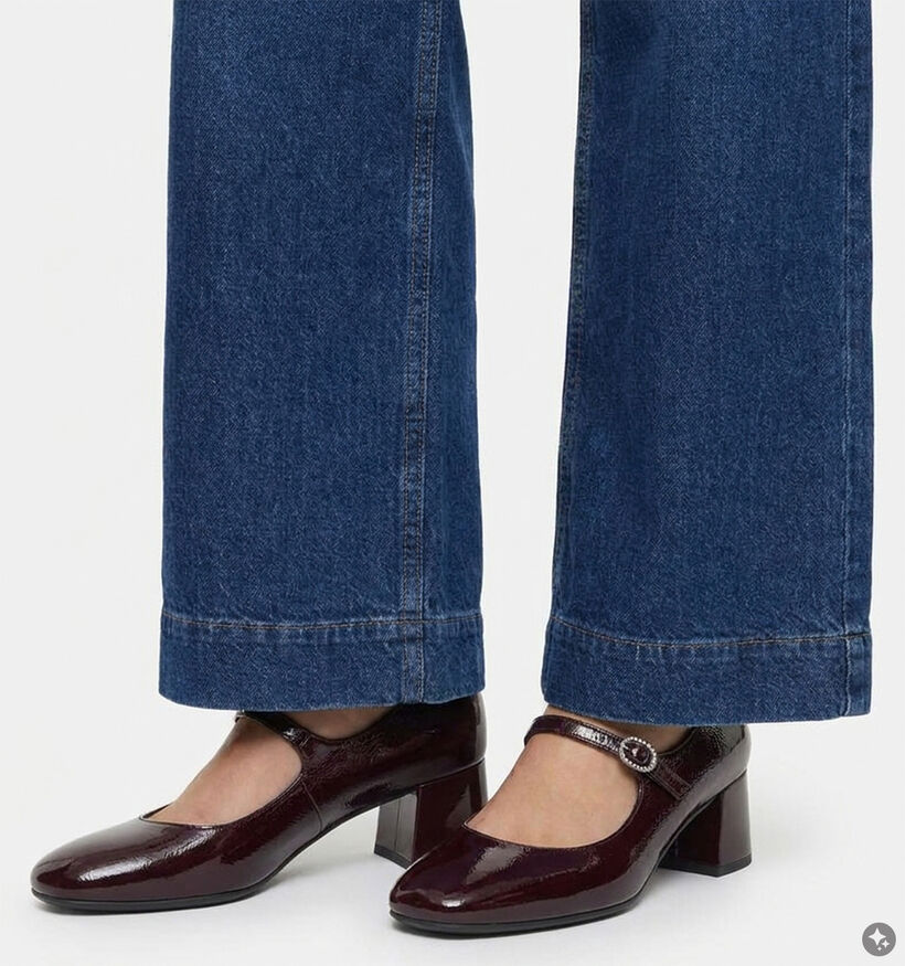 JDY Vega Donkerblauwe Straight Wide Leg Jeans voor dames (379377)